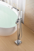 Square Chrome Bathtub Mixer Tap Brass Bathroom Copper Floor Mount Freestanding Tub Filler