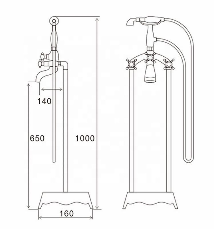Floor Mount Clawfoot Bathtub Faucet Bathroom Bath Tub Filler Vintage Shower Freestanding