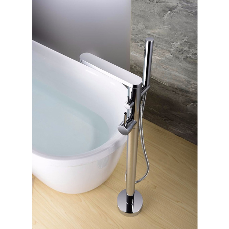 Freestanding Mixer Shower Bath Tap Bathtub Faucet Watermark Floor Mounted Tub Filler Free Standing Modern Bathroom Brass
