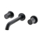 Bathroom 3 Holes Double Handles Brass Basin Mixer Black Wall Mounted Tap