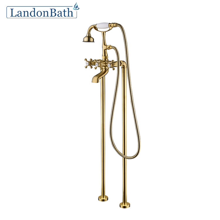 High Stainless Steel Quality Deck-Mount Bathtub Faucet French Gold