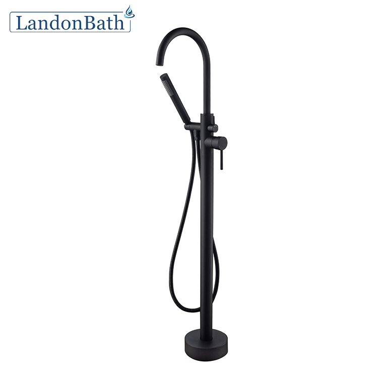 Matte Black Modern Design Styles Floor-Mount Bathtub Faucet