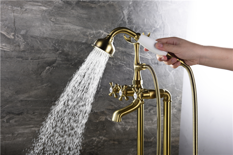 French Gold Manufacturer Price Deck-Mount Bathtub Faucet