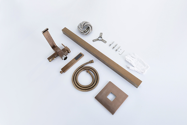 Kaiping Gold Colour Floor Standing Mounted Bath Tub Shower Filler Faucet Floorstanding Tap with Handshower