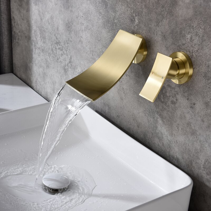 Recessed Bath Taps Traditional Wall Mounted Mixer Tub Filler Golden Embedded Bathtub Faucet