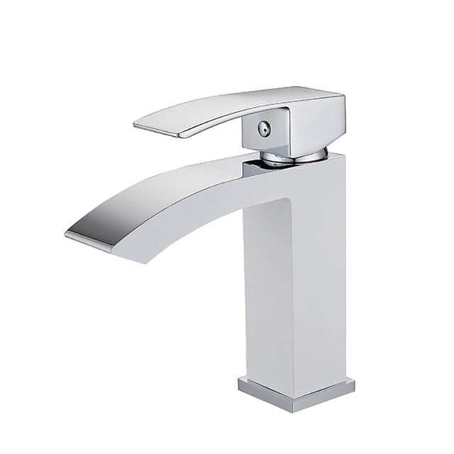 Factory Supplier Bathroom Sink Tap Deck Mounted Chrome Single Handle Single Cold Water Wash Hand Zinc Body Square Basin Faucet