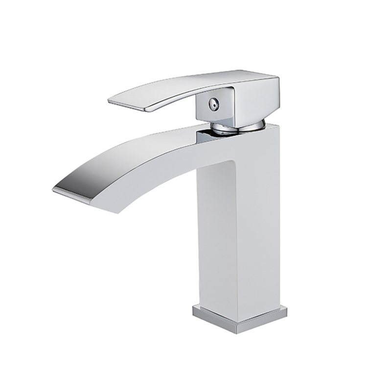 Factory Supplier Bathroom Sink Tap Deck Mounted Chrome Single Handle Single Cold Water Wash Hand Zinc Body Square Basin Faucet