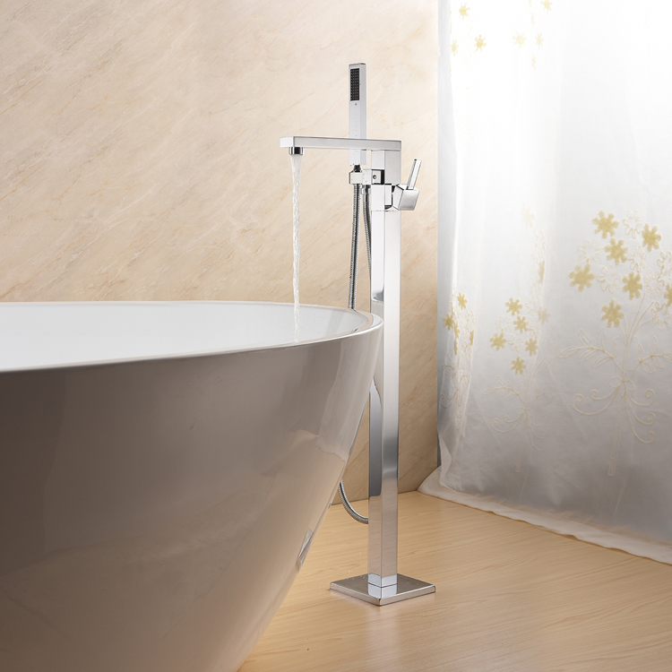 Stainless Steel Floor Standing Bathtub Faucet Bathroom Faucet