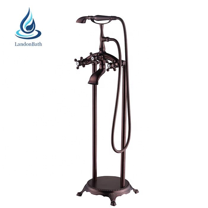 Black Mounted 3 Handle Bathtub Faucet Outdoor Faucets Freestanding Sus316 Tub And Shower Three Deckmount Telephone