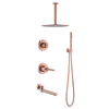 Shower Faucet Polished Copper Rose Gold Modern Bathroom Set Mixer Tap With Color Bath And Head Rose Gold Rainfall Sets