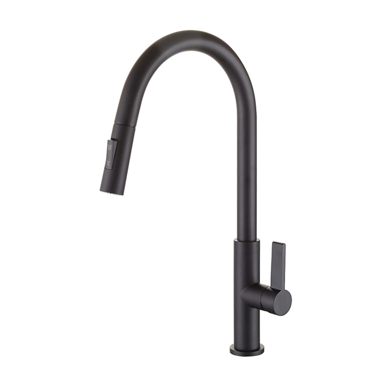 Sink Mixer Pull Out Sprayer High Arc Kitchen Faucet Matte Black