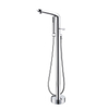 1-Handle Freestanding Floor Mount Tub Faucet Bathtub Filler with Hand Shower in Chrome