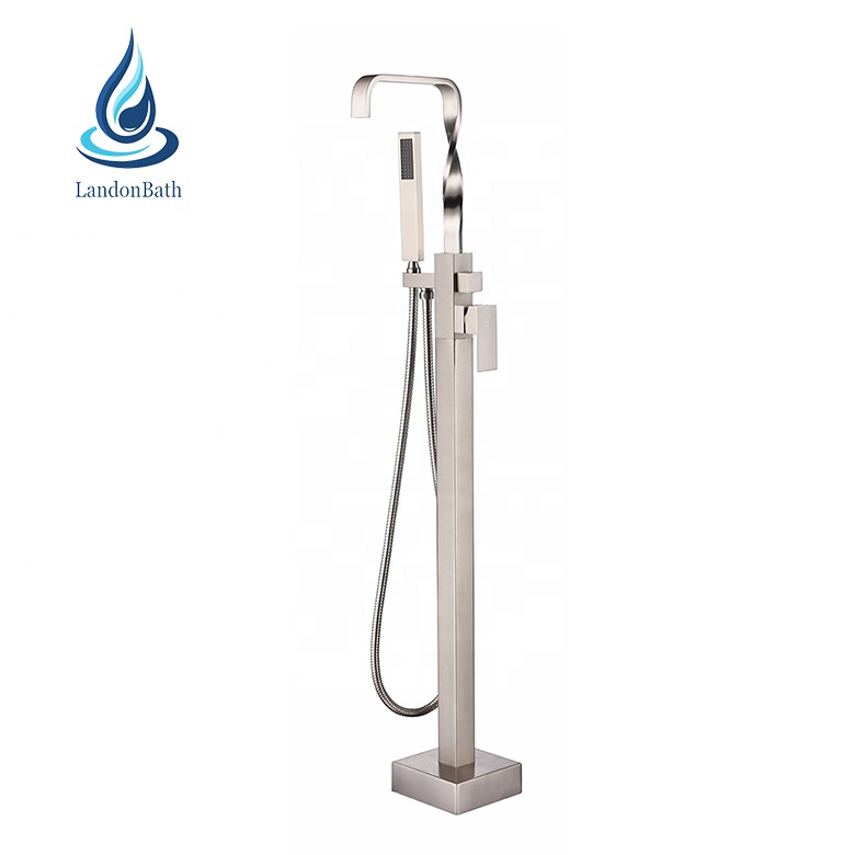 American style square single handle free standing shower bathtub faucet tub fille faucet,floor mount tub filler for showerroom