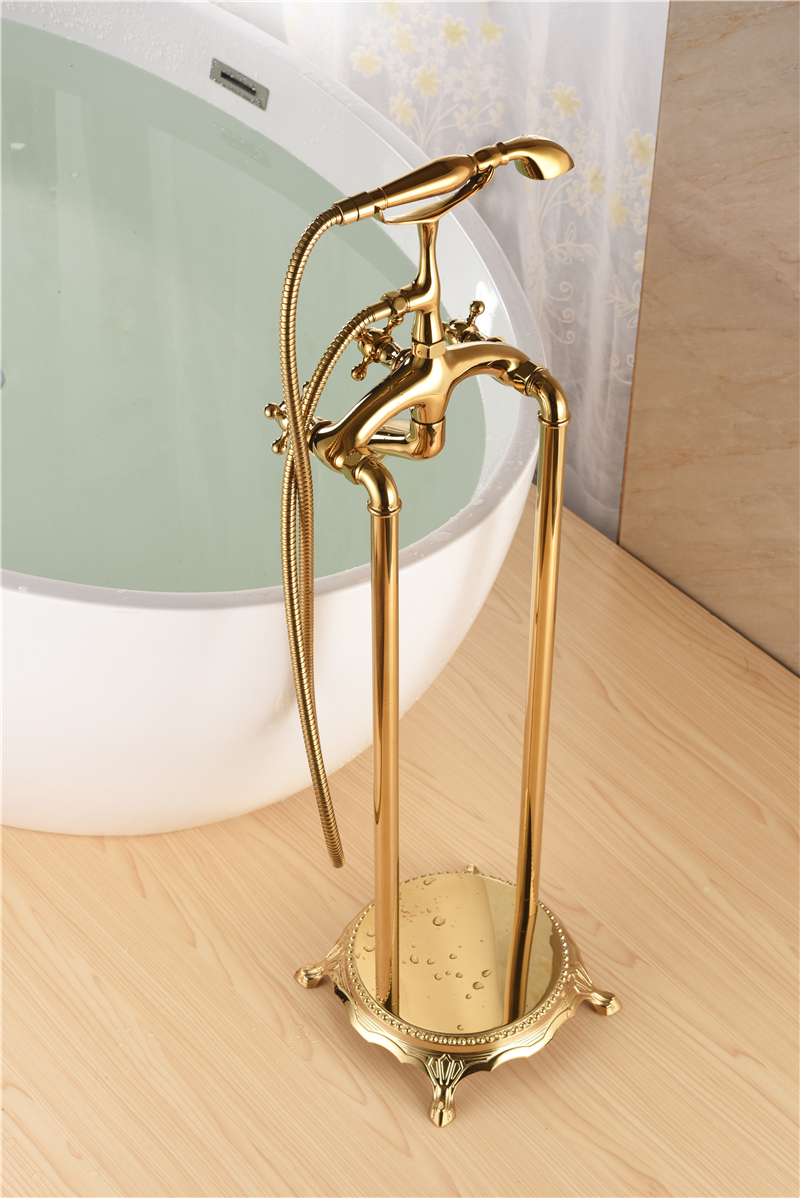 New Design Hot Selling French Gold Deck-Mount Roman Bathtub Faucet