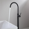 Round Matt Black Freestanding Faucet Thermostatic Bathtub Mixer