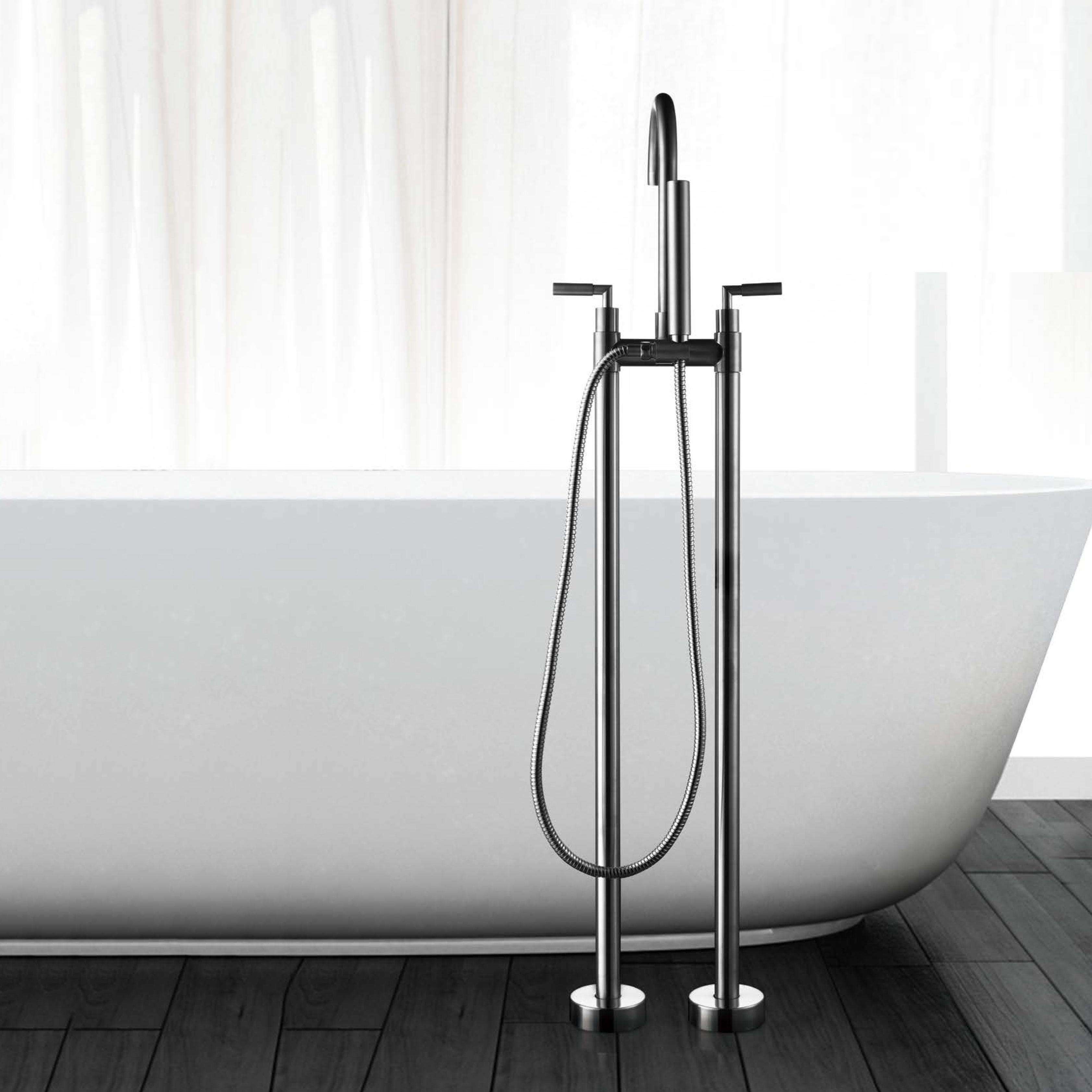 Hot Selling Widespread Faucet Round Floor-Mount Bathtub Faucet