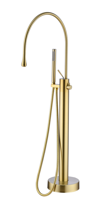 Good Quality Polished Chrome Sanitary Ware Floor Mount Tub Filler Freestanding Bathtub Faucet