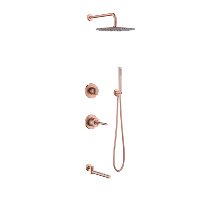 Gold Shower Wall Set Bathroom Rose Fixtures Handshower Standing Column Golden Cixi Sey Built In Rainfall Big Mixer Brushed