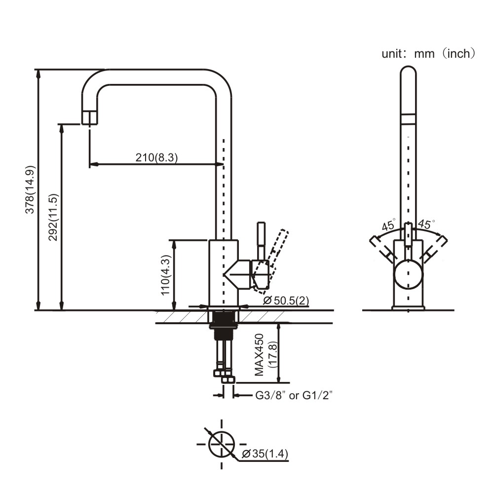 Sus 304 Single Lever Hot And Cold Mixer Tap Sink Kitchen Faucet Torneira Inox
