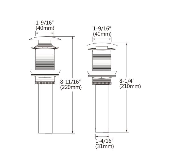 High Quality bathroom pop up drain click clack matte black sink stopper