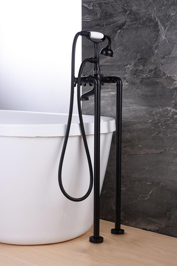 Orb Black Bath Tub Faucet Floor Mount Antique Filler Brass Shower Mixer Taps Faucets Hand Tap