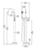 European Style Brass Bath Filler Freestanding Floor Mounted Bathtub Faucet With Shower Hand Mixer Tap
