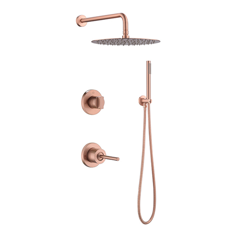 Shower Faucet Polished Copper Rose Gold Modern Bathroom Set Mixer Tap With Color Bath And Head Rose Gold Rainfall Sets