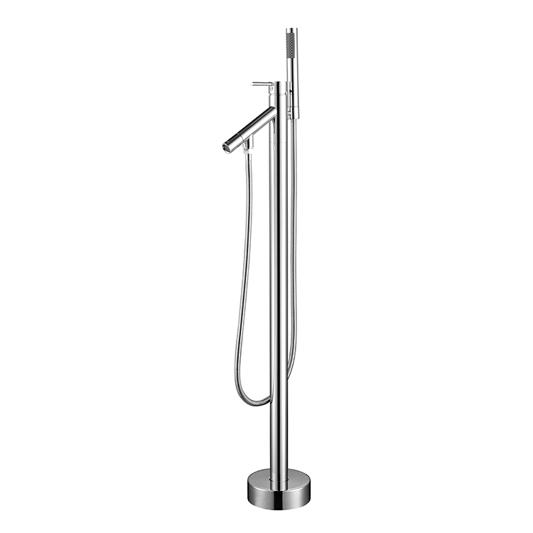 Sanitary Ware Solid Brass Chrome Finish Floor Stand Bath Filler Mixer Tap Freestanding Bathtub Faucets