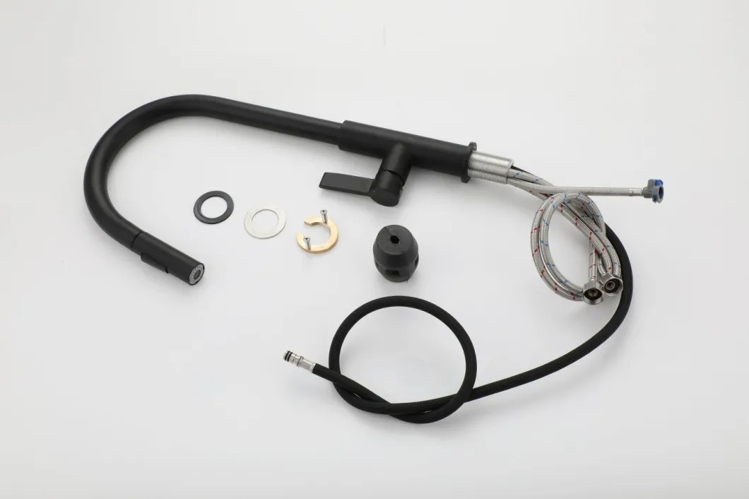 Sink Mixer Pull Out Sprayer High Arc Kitchen Faucet Matte Black