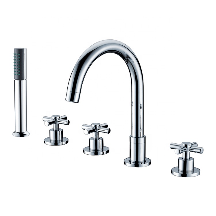 Triple cross handle hot and cold water villa bathtub faucet