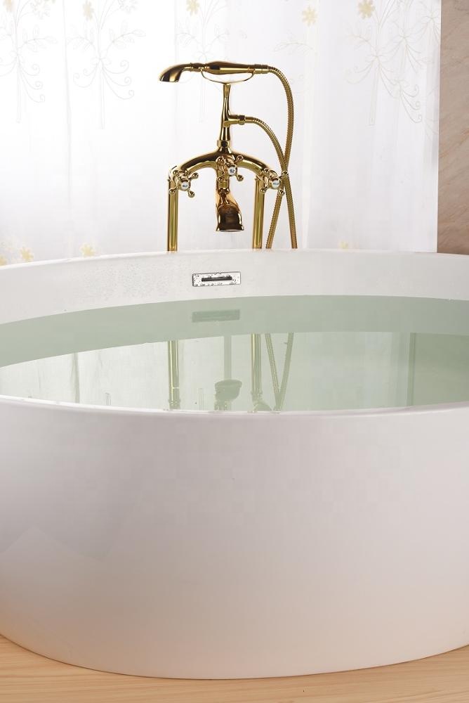 Bathroom accessories royal antique round handle bath faucet brass bathtub faucet with handheld shower head