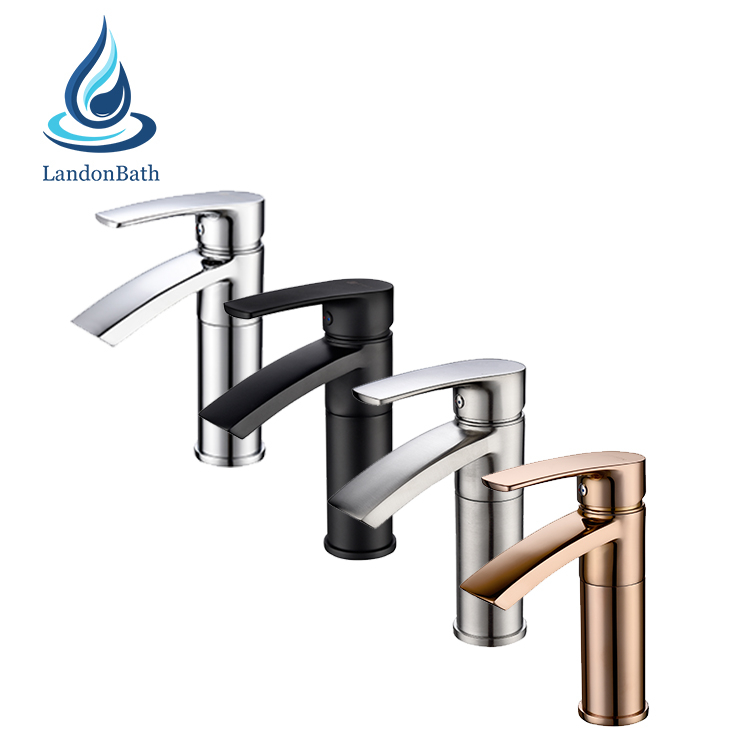 Lavatory Contemporary Basin Mixer with Matte Black Deck Mounted Hot And Cold Water Wash Hand
