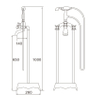 Telephone Style Floor Mounted Tub Filler with Cross Handles Include Personal Hand Shower Brass Faucet