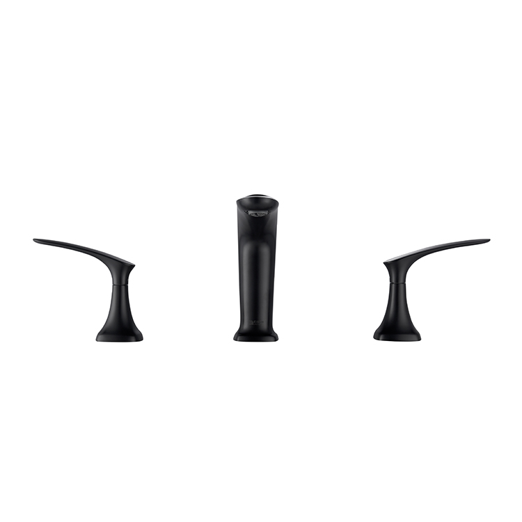Contemporary Matte Black Wash Basin Faucet 3 Hole Dual Handle Bathroom Water Mixer Taps