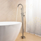 Bathroom Brass Brush Nickel Floor Mounted Tub Filler Freestanding Bath Tub Shower Faucet