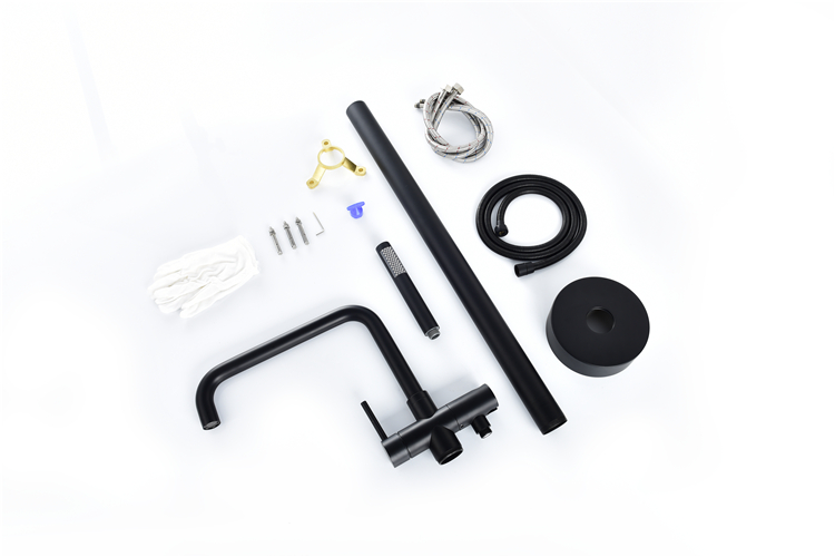 Single Handle Matte Black Thermostatic Floor-Mount Bathtub Faucet