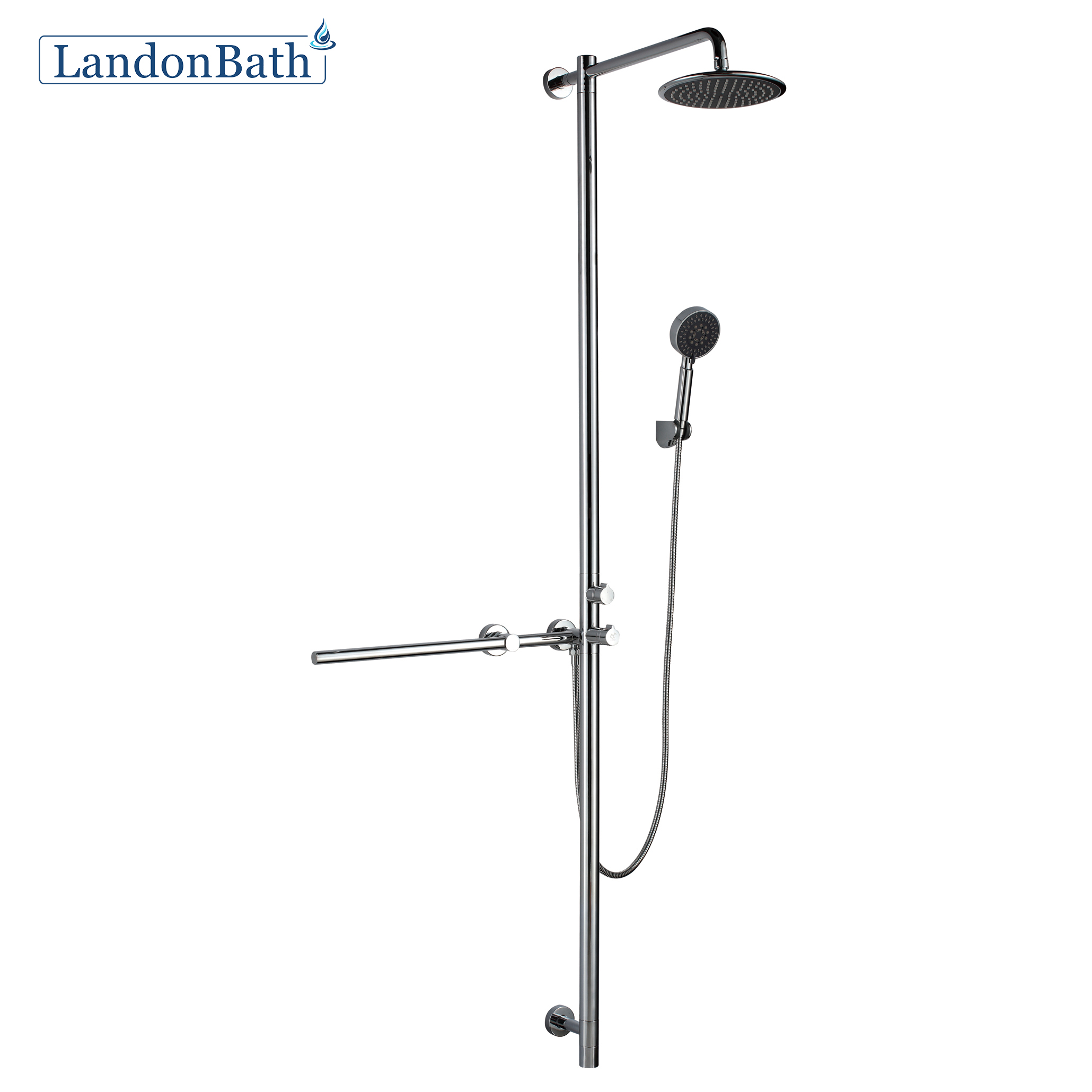 Thermostatic Bath Shower Black Wall Mounted Rainfall Shower Faucet