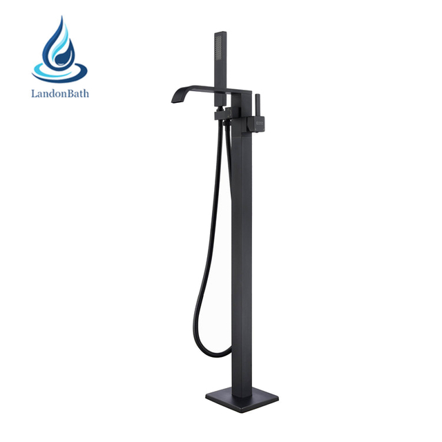 Classical White and Matt Black Landon Bath Freestanding Faucet