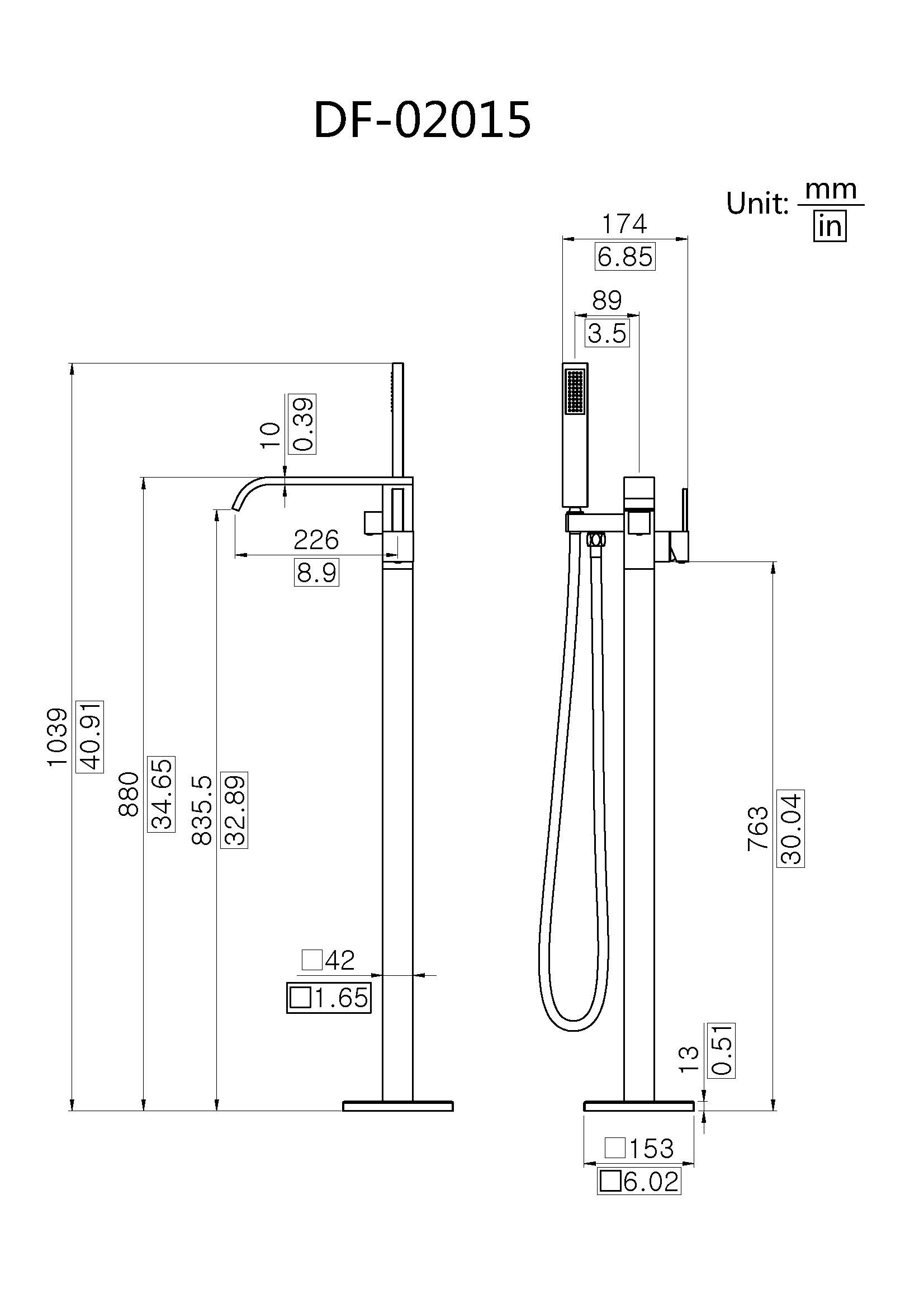 Square Design Freestanding Bathtub Faucet DF-02015