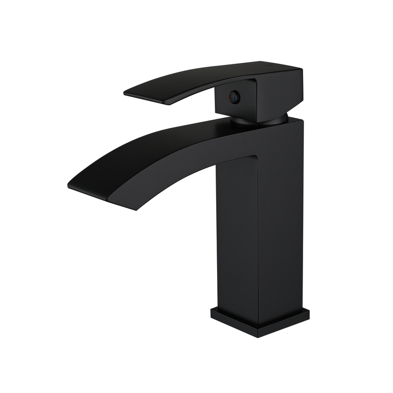 Modern China CUPC Matte Black Waterfall Bathroom Basin Water Sink Brass Mixer Faucet for Bathroom