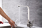 Factory Direct Sell Luxury Square Design Single Handle Long Neck Tall Kitchen Sink Faucet Flat Head Hot&Cold Water Mixer Taps