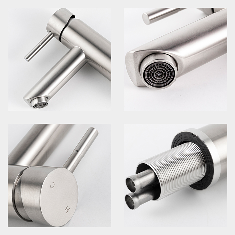 Bathroom Faucet Single Hole Stainless Steel Basin Faucet Hot Cold Water Mixer Tap