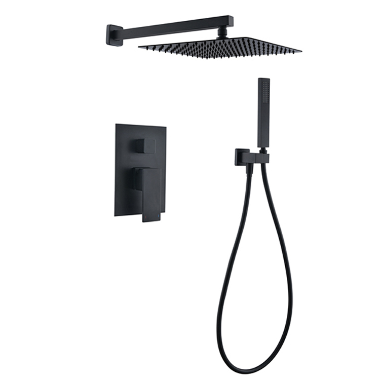 Modern Style Matt Black Shower Set Hotel Bathroom Including Bath Faucet Showers Matte Watermark Rainfall