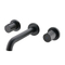 Wall Wash Basin Faucets Dual Handle Black 3 Hole Dual Handle Bathroom Vanity Tap Set