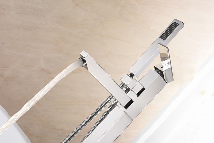 Freestanding Shower Bathtub Faucet Sanitary Ware Polished Chrome Brass Floor Mount Tub Filler With CUPC