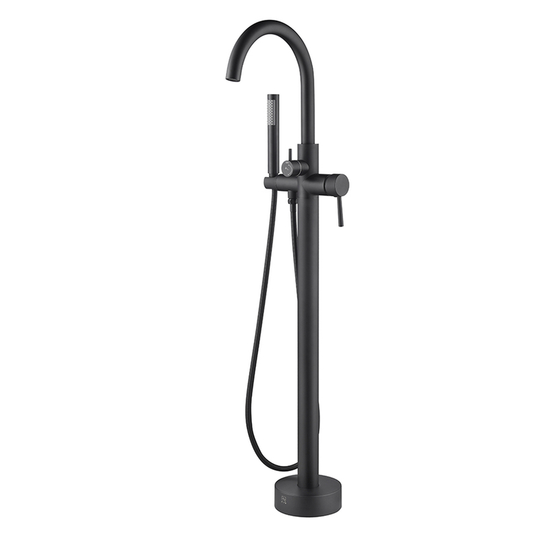 Super High Flow Rate Matte Black Floor Standing Bathtub Mixer Faucet Tub Fillers