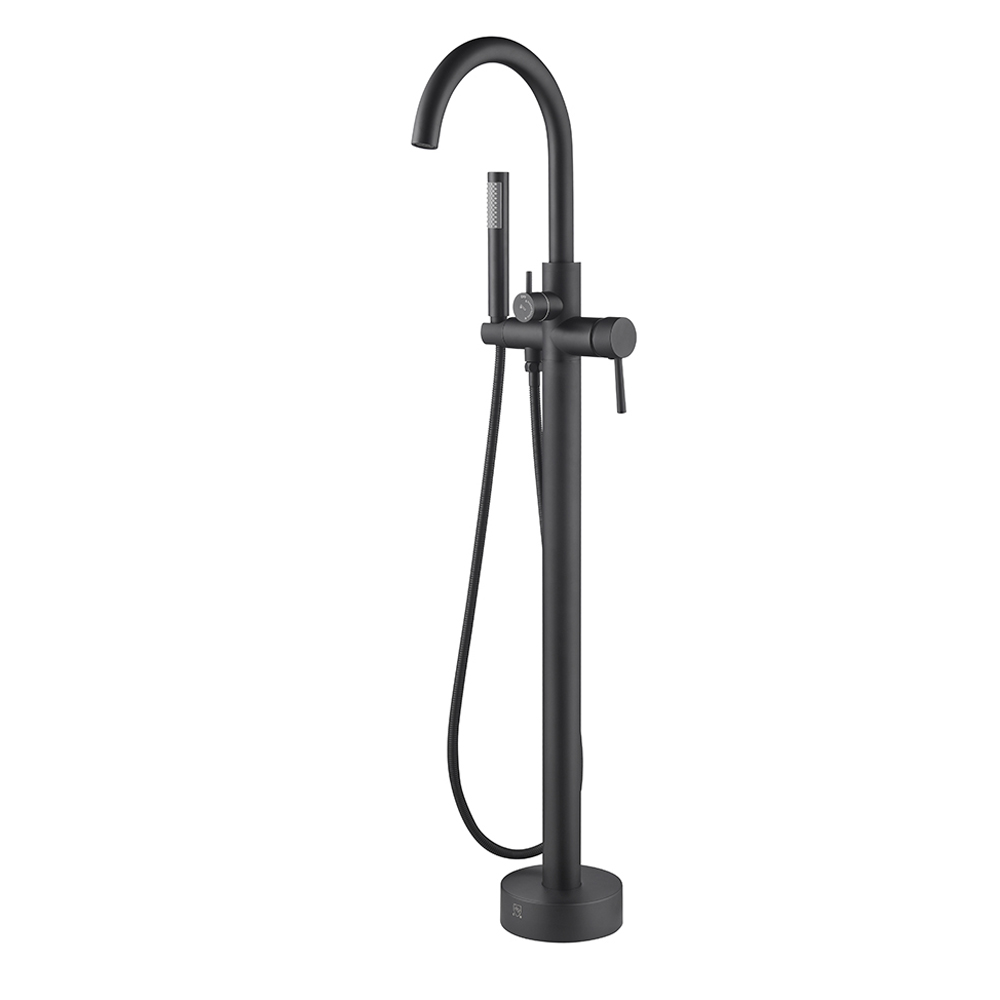 Super High Flow Rate Matte Black Floor Standing Bathtub Mixer Faucet Tub Fillers