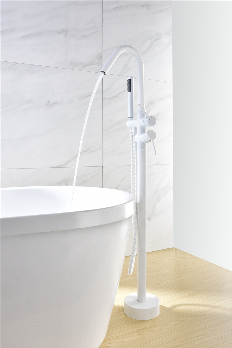 Concise Modern Brass Body Freestanding Floor Mounted Faucet In Kaiping Taps White Stand Alone