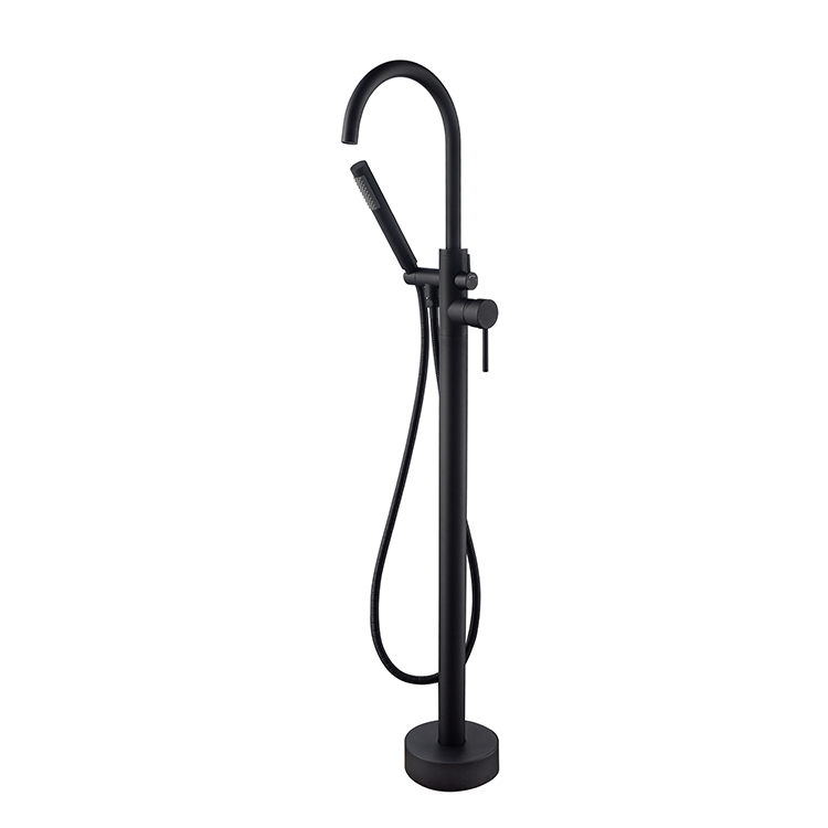 Matte Black Modern Design Styles Floor-Mount Bathtub Faucet