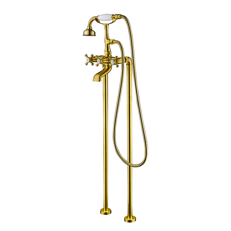 Bathrooms Classical Telephone Style Free Standing Tub Brass Faucet Cross 3 Handle Tub Faucet